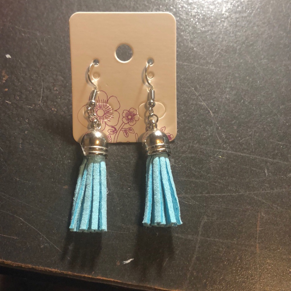Leather tassel earrings